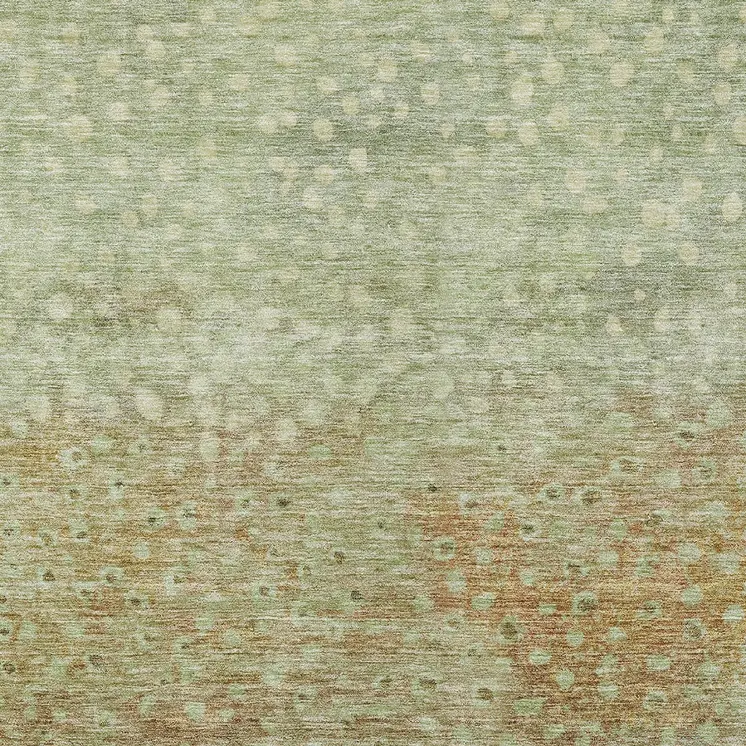 8' X 10' Artichoke Green Ivory And Brown Abstract Washable Indoor Outdoor Area Rug