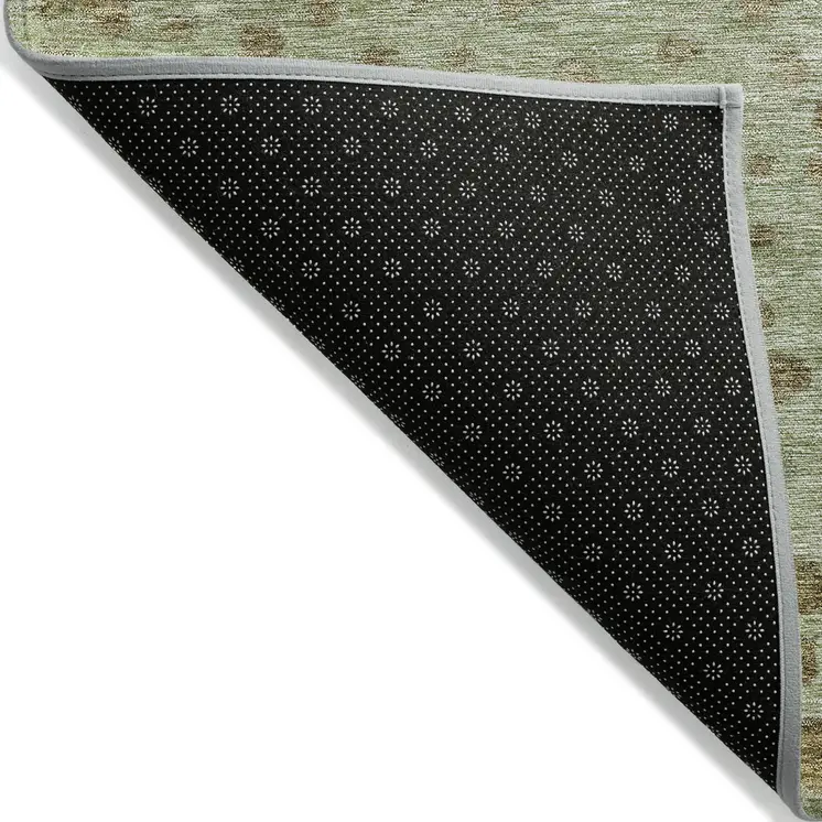 10' X 14' Artichoke Green Ivory And Brown Abstract Washable Indoor Outdoor Area Rug