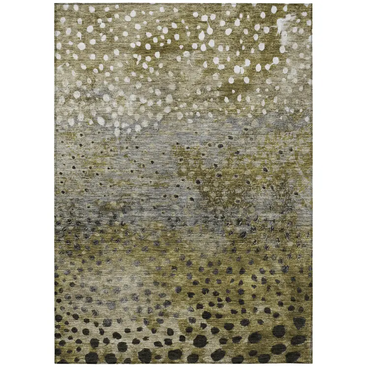3' X 5' Brown Gray And Ivory Abstract Washable Indoor Outdoor Area Rug