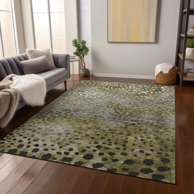 3' X 5' Brown Gray And Ivory Abstract Washable Indoor Outdoor Area Rug