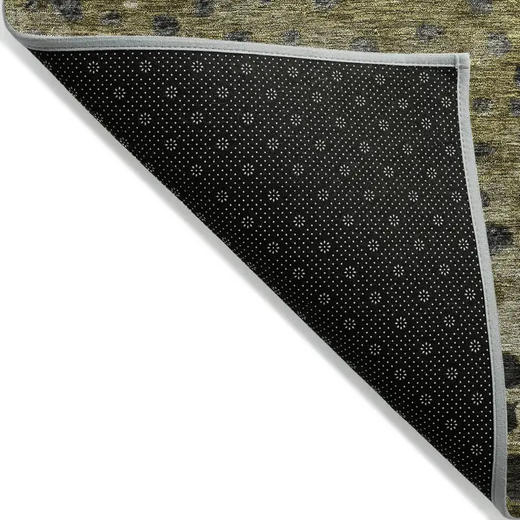 8' Brown Gray And Ivory Round Abstract Washable Indoor Outdoor Area Rug