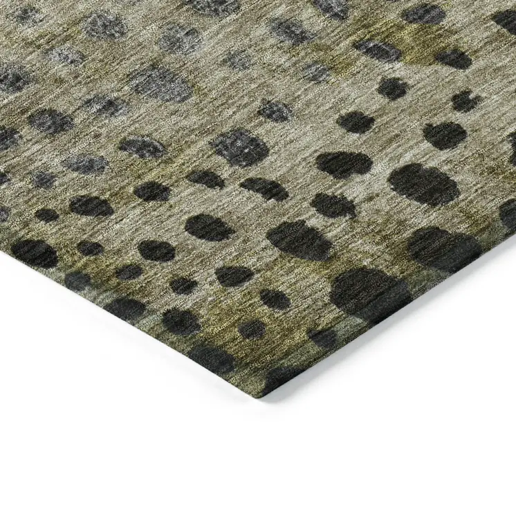 8' Brown Gray And Ivory Round Abstract Washable Indoor Outdoor Area Rug