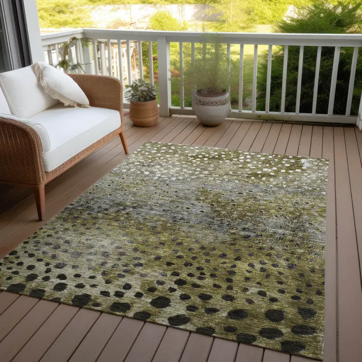 9' X 12' Brown Gray And Ivory Abstract Washable Indoor Outdoor Area Rug