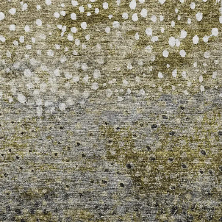 9' X 12' Brown Gray And Ivory Abstract Washable Indoor Outdoor Area Rug