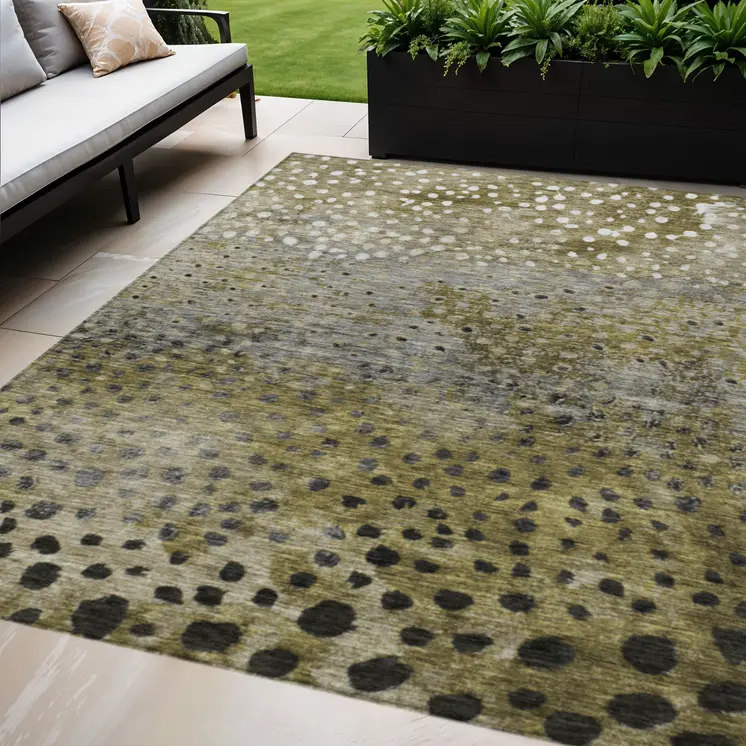 10' X 14' Brown Gray And Ivory Abstract Washable Indoor Outdoor Area Rug