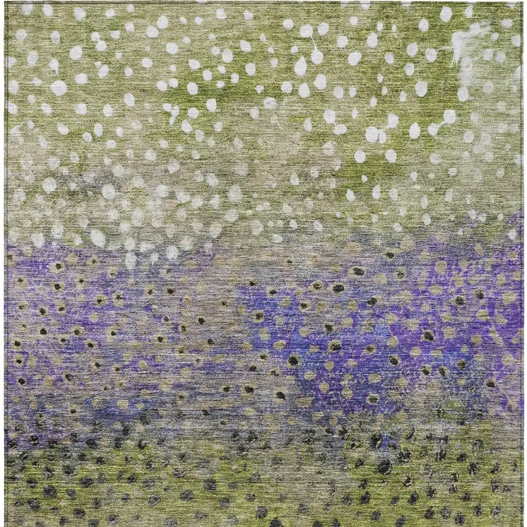 3' X 5' Green Purple And Black Abstract Washable Indoor Outdoor Area Rug