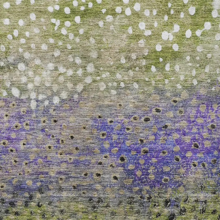3' X 5' Green Purple And Black Abstract Washable Indoor Outdoor Area Rug