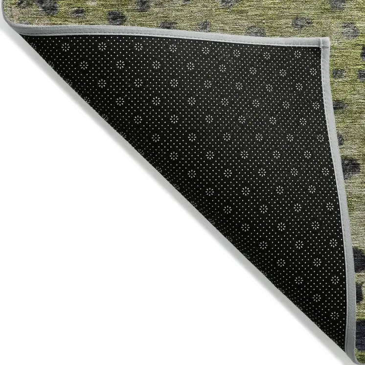 8' X 10' Green Purple And Black Abstract Washable Indoor Outdoor Area Rug
