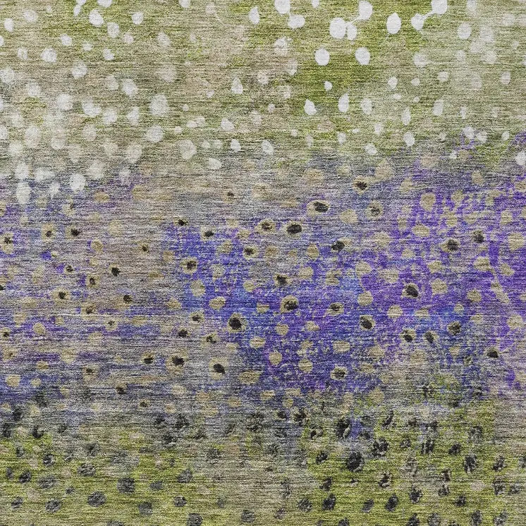 8' X 10' Green Purple And Black Abstract Washable Indoor Outdoor Area Rug
