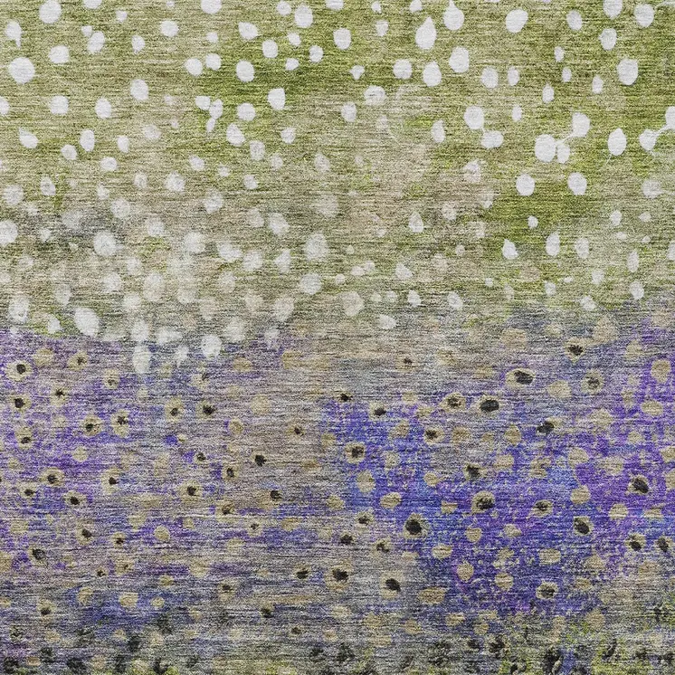 9' X 12' Green Purple And Black Abstract Washable Indoor Outdoor Area Rug