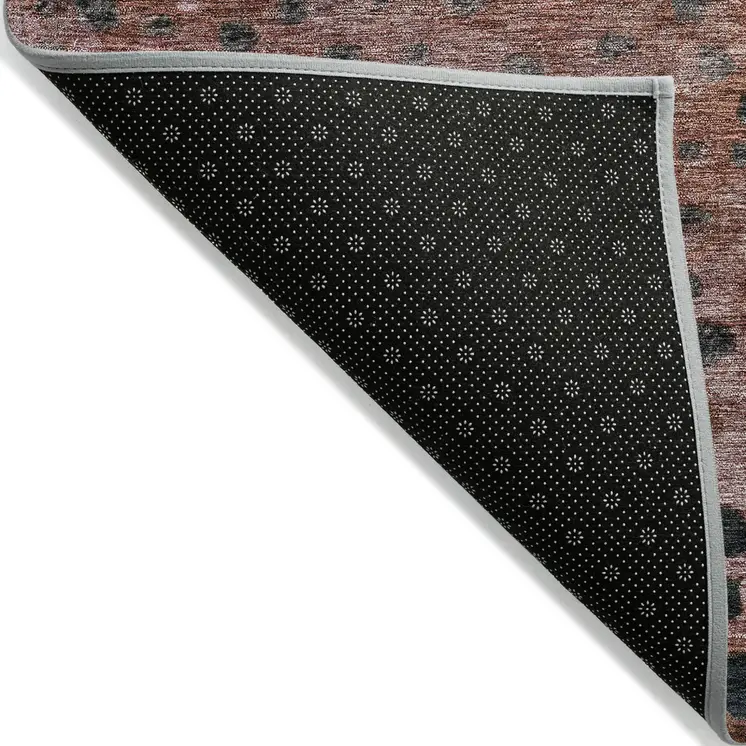 10' X 14' Terra Cotta Blue And Black Abstract Washable Indoor Outdoor Area Rug