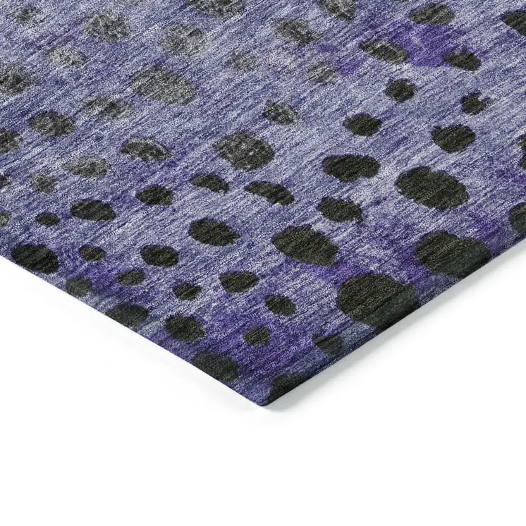 8' X 10' Purple Green And Black Abstract Washable Indoor Outdoor Area Rug