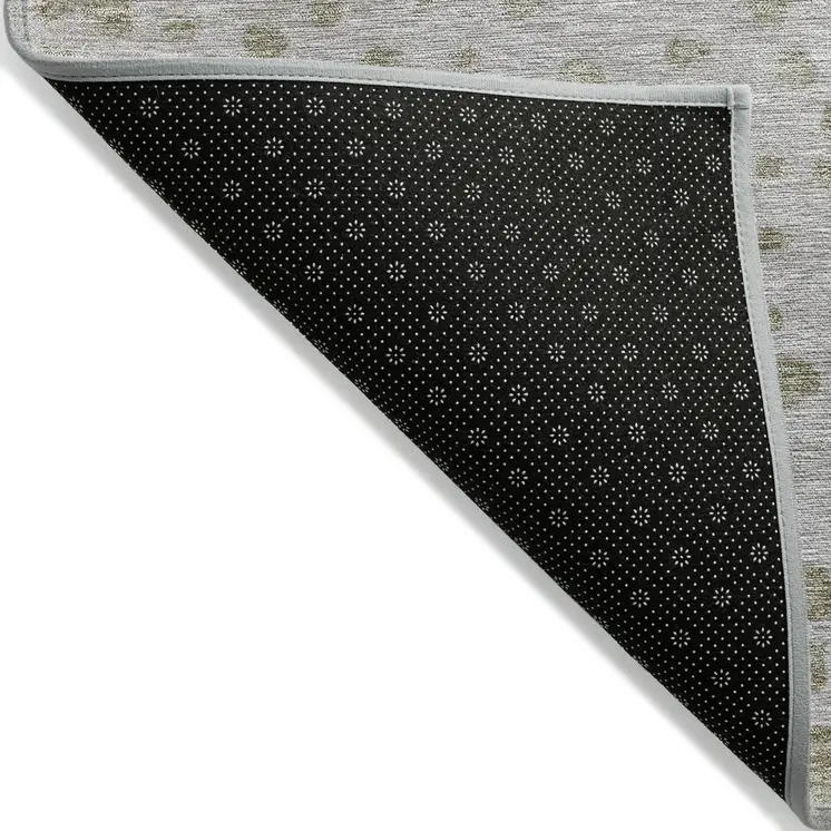 8' Taupe Green And Ivory Round Abstract Washable Indoor Outdoor Area Rug