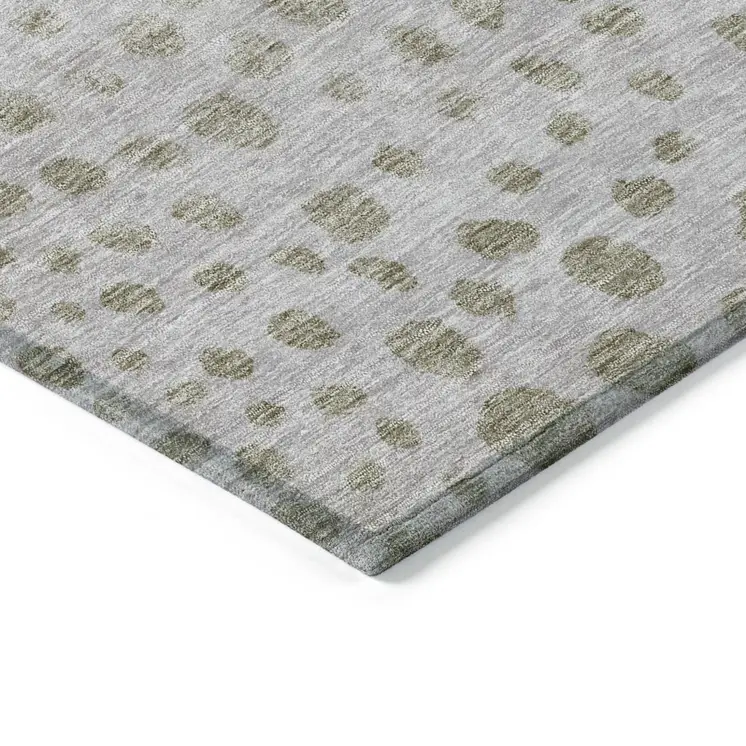 8' X 10' Taupe Green And Ivory Abstract Washable Indoor Outdoor Area Rug