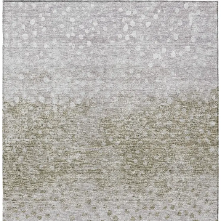 9' X 12' Taupe Green And Ivory Abstract Washable Indoor Outdoor Area Rug