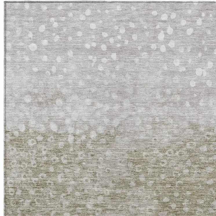 9' X 12' Taupe Green And Ivory Abstract Washable Indoor Outdoor Area Rug