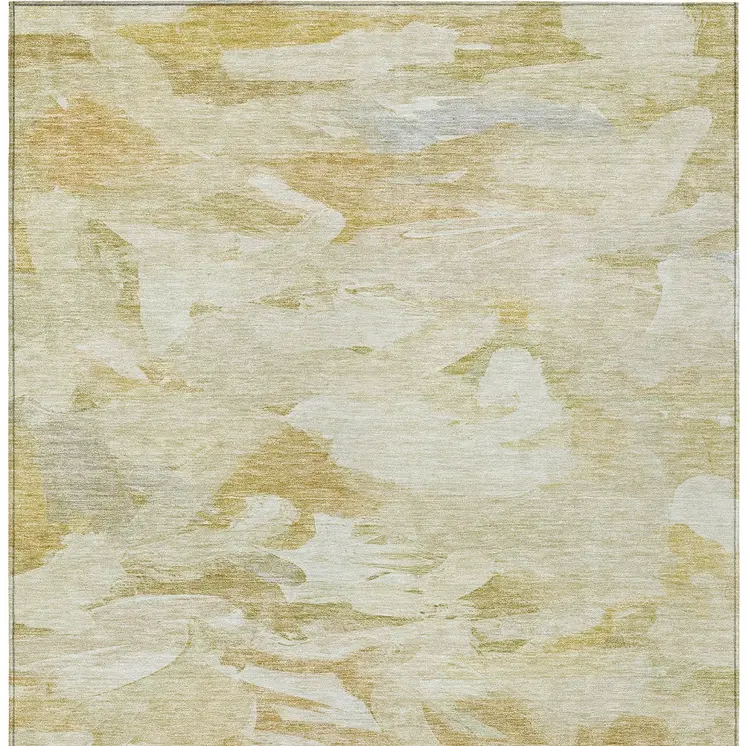5' X 8' Beige Light Green And Brown Abstract Washable Indoor Outdoor Area Rug
