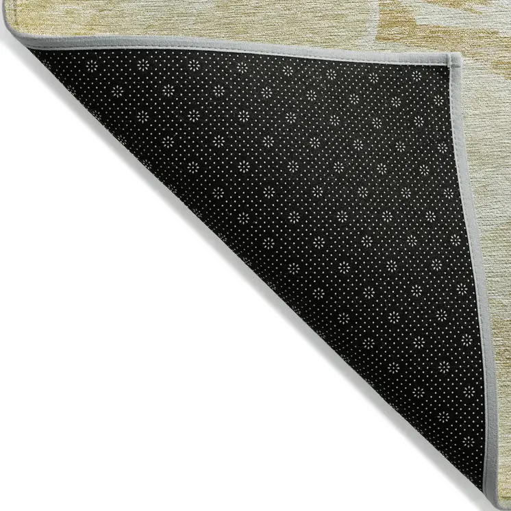 5' X 8' Beige Light Green And Brown Abstract Washable Indoor Outdoor Area Rug