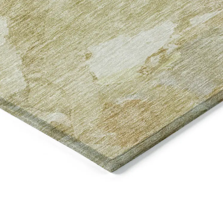 5' X 8' Beige Light Green And Brown Abstract Washable Indoor Outdoor Area Rug