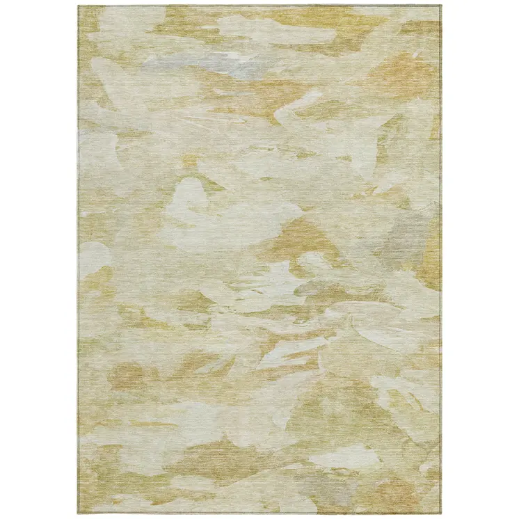8' X 10' Beige Light Green And Brown Abstract Washable Indoor Outdoor Area Rug