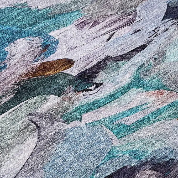 9' X 12' Blue Gray And Brown Abstract Washable Indoor Outdoor Area Rug