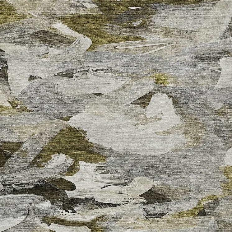 3' X 5' Granite Gray And Green Abstract Washable Indoor Outdoor Area Rug