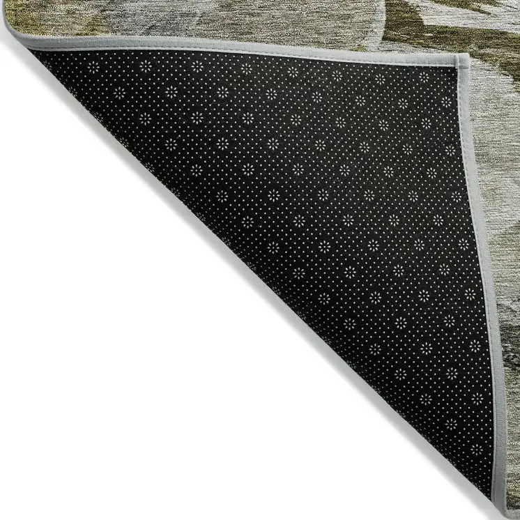 8' X 10' Granite Gray And Green Abstract Washable Indoor Outdoor Area Rug