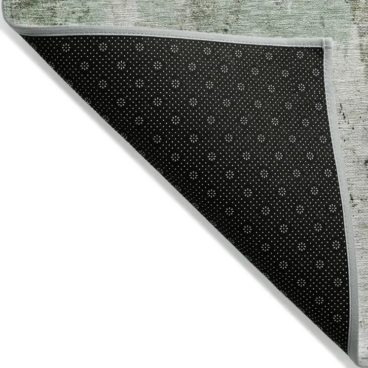 3' X 5' Mint Green Ivory And Gray Abstract Washable Indoor Outdoor Area Rug