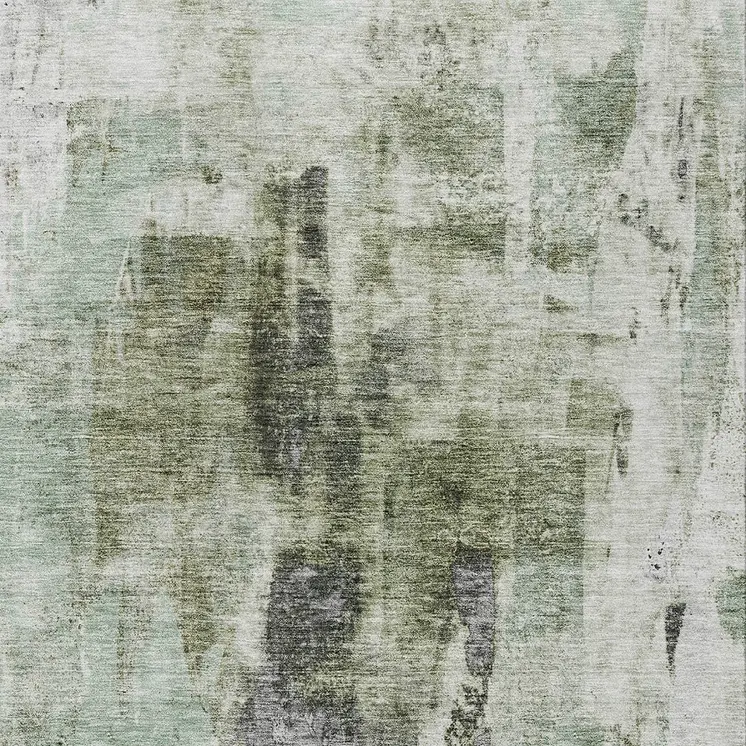 8' X 10' Mint Green Ivory And Gray Abstract Washable Indoor Outdoor Area Rug