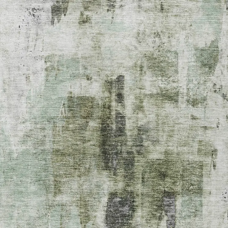 10' X 14' Mint Green Ivory And Gray Abstract Washable Indoor Outdoor Area Rug