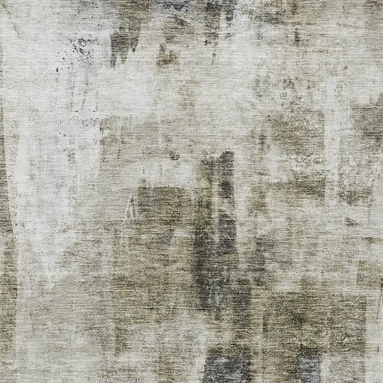 3' X 5' Taupe Ivory And Gray Abstract Washable Indoor Outdoor Area Rug