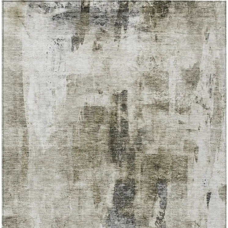 8' X 10' Taupe Ivory And Gray Abstract Washable Indoor Outdoor Area Rug