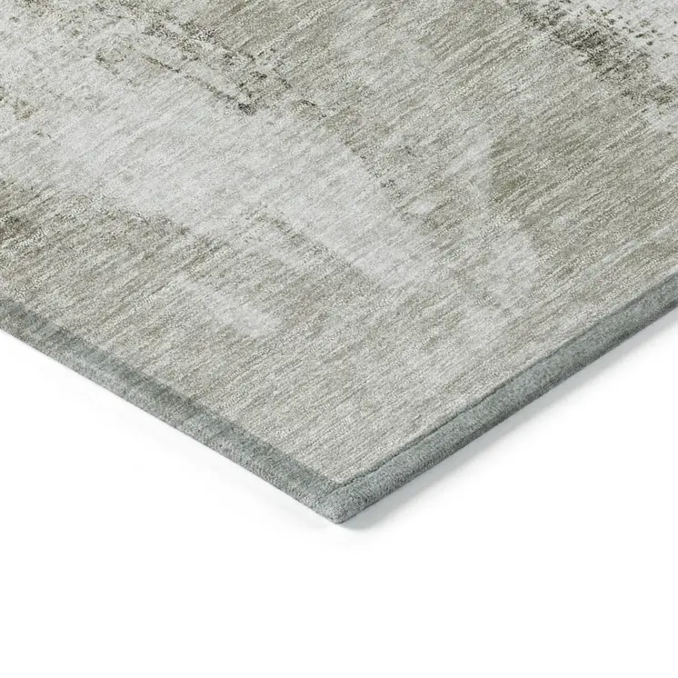 8' X 10' Taupe Ivory And Gray Abstract Washable Indoor Outdoor Area Rug