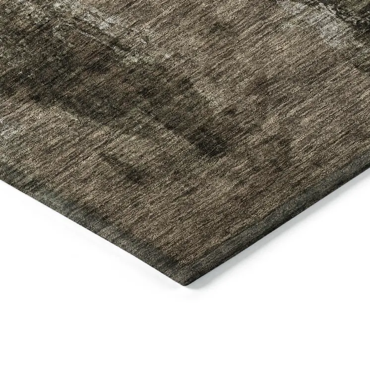 5' X 8' Brown Black And Beige Abstract Washable Indoor Outdoor Area Rug