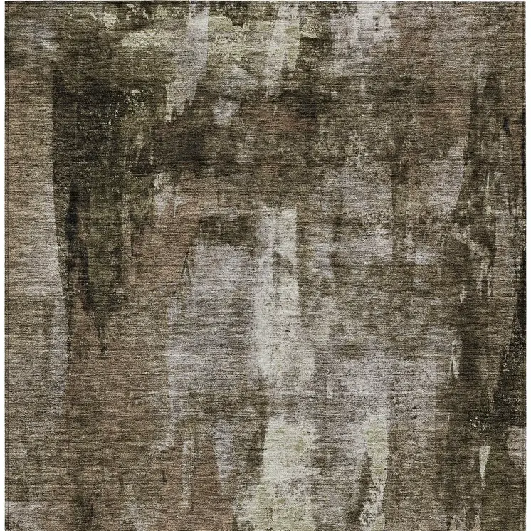9' X 12' Brown Black And Beige Abstract Washable Indoor Outdoor Area Rug