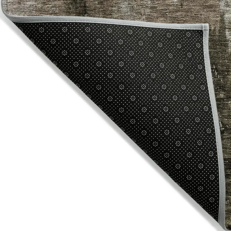 9' X 12' Brown Black And Beige Abstract Washable Indoor Outdoor Area Rug