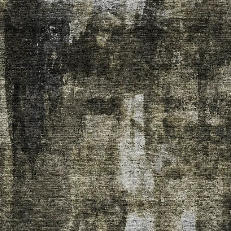 3' X 5' Charcoal And Black Abstract Washable Indoor Outdoor Area Rug
