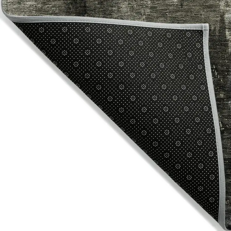 10' X 14' Charcoal And Black Abstract Washable Indoor Outdoor Area Rug