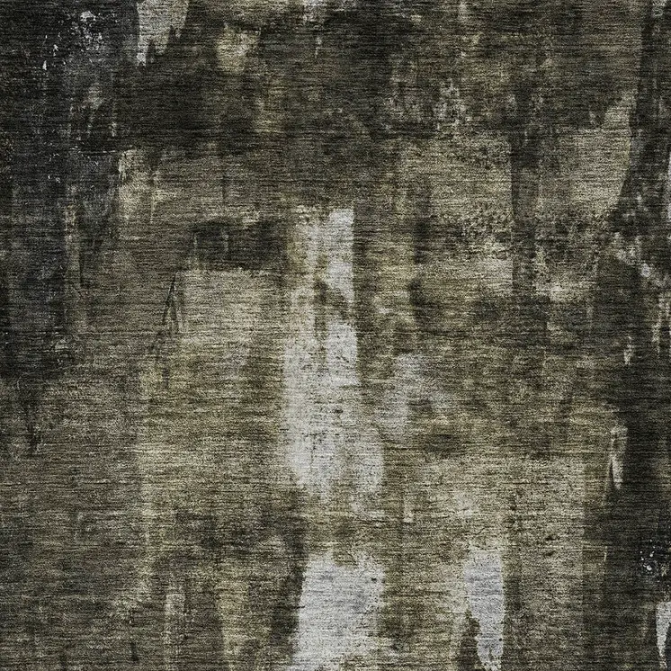 10' X 14' Charcoal And Black Abstract Washable Indoor Outdoor Area Rug