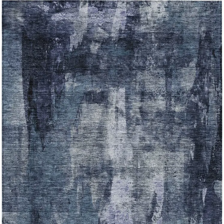 8' X 10' Navy Blue Black And Gray Abstract Washable Indoor Outdoor Area Rug