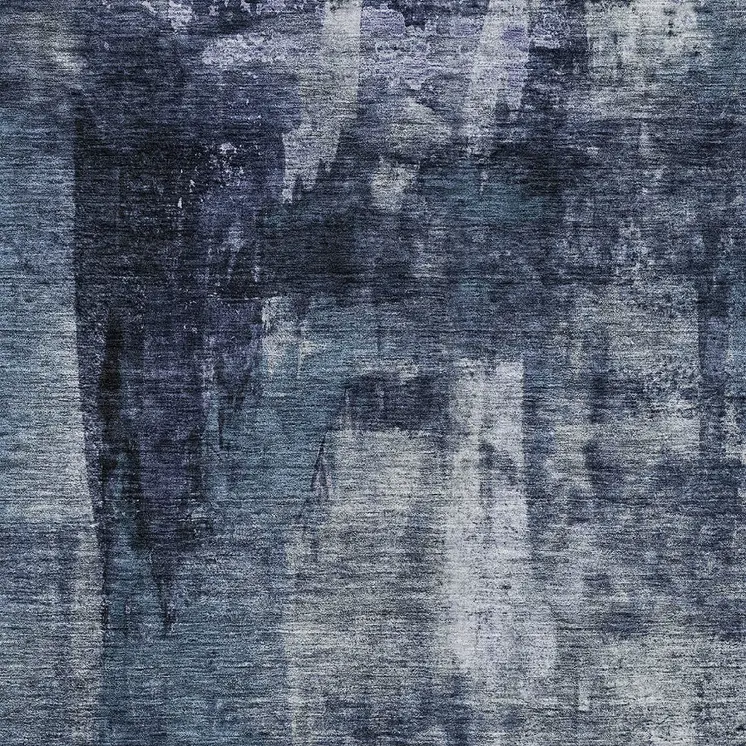 8' X 10' Navy Blue Black And Gray Abstract Washable Indoor Outdoor Area Rug
