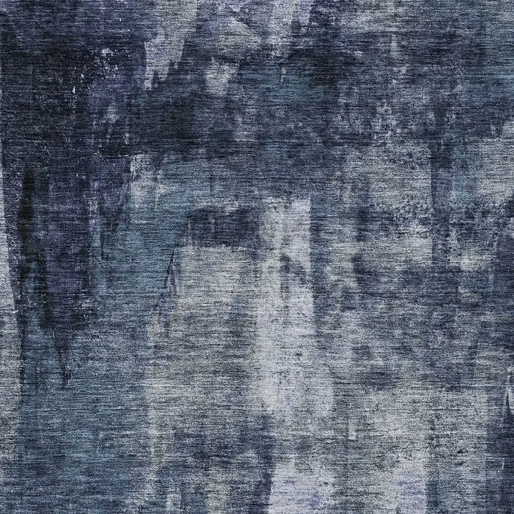 9' X 12' Navy Blue Black And Gray Abstract Washable Indoor Outdoor Area Rug