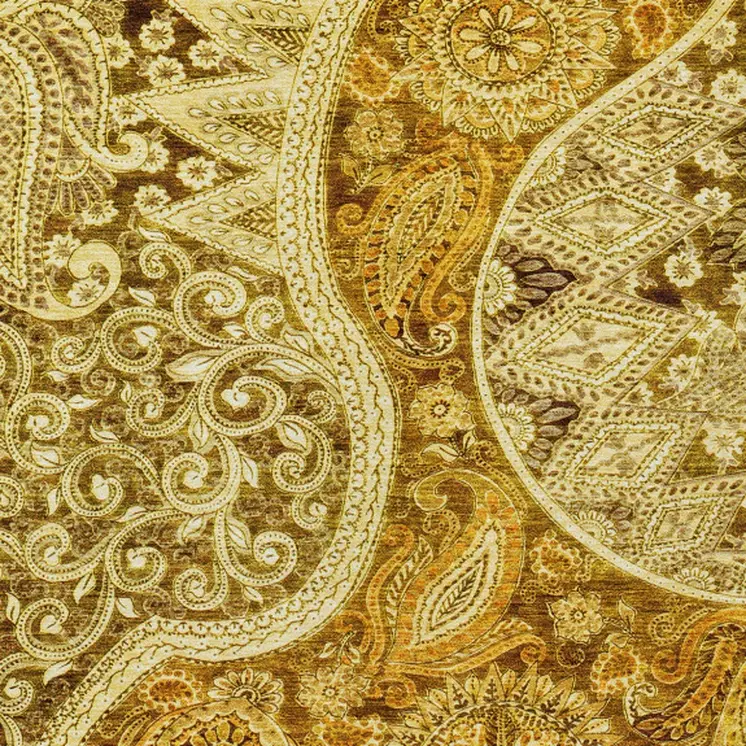 9' X 12' Terra Cotta Brown And Gold Floral Medallion Washable Indoor Outdoor Area Rug