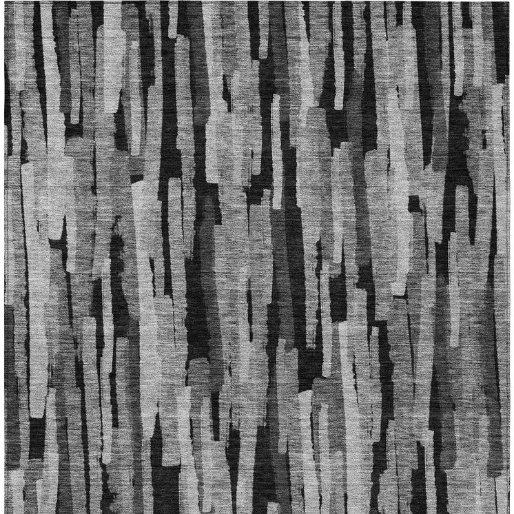 3' X 5' Gray And Black Striped Washable Indoor Outdoor Area Rug