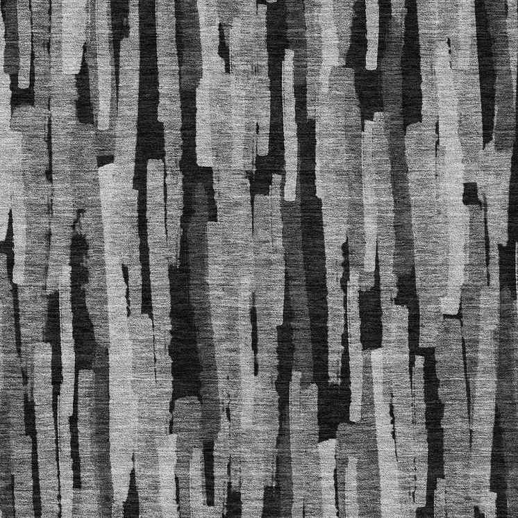 8' X 10' Gray And Black Striped Washable Indoor Outdoor Area Rug