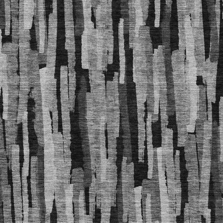 9' X 12' Gray And Black Striped Washable Indoor Outdoor Area Rug