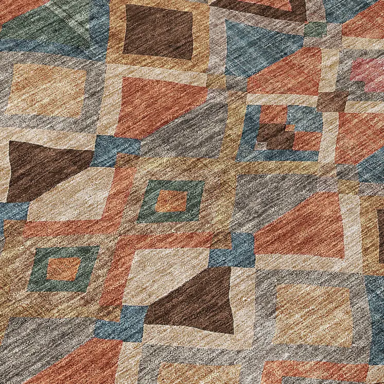 3' X 5' Brown Gray And Tan Geometric Washable Indoor Outdoor Area Rug