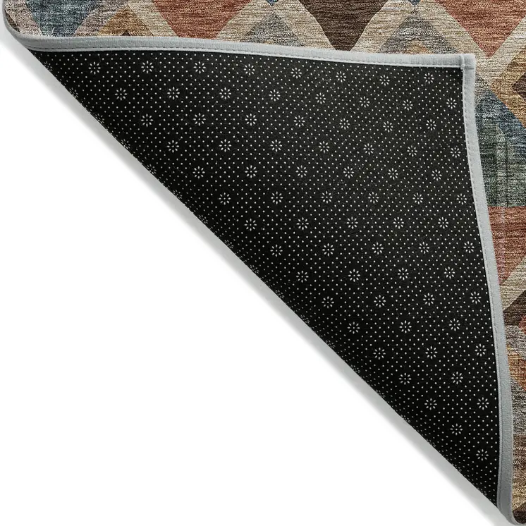 5' X 8' Brown Gray And Tan Geometric Washable Indoor Outdoor Area Rug