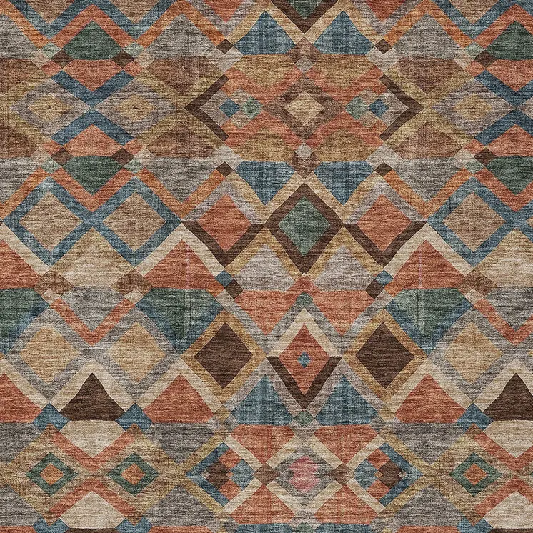 9' X 12' Brown Gray And Tan Geometric Washable Indoor Outdoor Area Rug