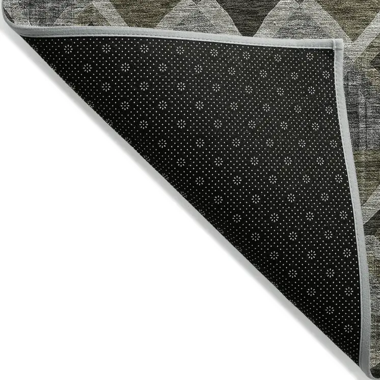 8' X 10' Gray And Charcoal Geometric Washable Indoor Outdoor Area Rug